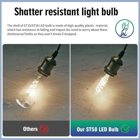 4 - Pack Edison Light Lights 60W مكافئ ، مصابيح مصباح LED عتيقة قابلة للخلط ، قاعدة متوسطة E26 ، ST58 ، 6W ، 600lm ، 2700k ، 80+ CRI ، لمبة خيوط زخرفية عتيقة in Saudi Arabia