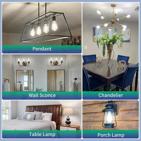 4 - Pack Edison Light Lights 60W مكافئ ، مصابيح مصباح LED عتيقة قابلة للخلط ، قاعدة متوسطة E26 ، ST58 ، 6W ، 600lm ، 2700k ، 80+ CRI ، لمبة خيوط زخرفية عتيقة in Saudi Arabia