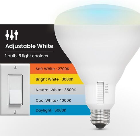 Feit Electric BR40 LED LED لمبة ، 100 واط مكافئة ، قابلة للضايق ، 1400 لومن ، 5 ألوان قابلة للتعديل ، 90+ CRI ، إضاءة غرض عام للفيضانات والمسار ، 25000 ساعة من العمر ، BR40100DM/6WYCA/2 ، 2 عبوة in Kuwait