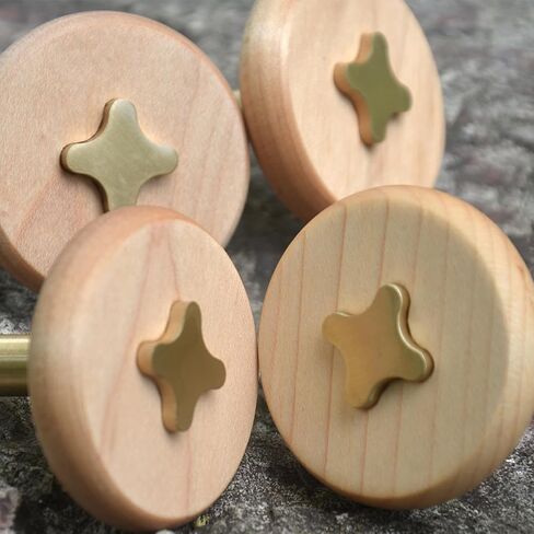Solid Brass & Sapele/Mahogany Wall Hooks 2 Pack - Decorative Heavy Duty Coat Hooks with Vintage Cross Screw Design for Entryway, Bathroom, Luxury Spaces TC008S in Saudi Arabia