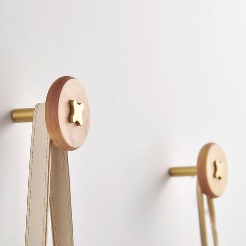 Solid Brass & Sapele/Mahogany Wall Hooks 2 Pack - Decorative Heavy Duty Coat Hooks with Vintage Cross Screw Design for Entryway, Bathroom, Luxury Spaces TC008S in Saudi Arabia