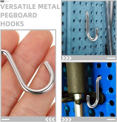10 PCS Iron Pegboard Hooks - Attility J Hooks لأدوات تعليق ، وملحقات منظمة Pegboard السوداء للمرآب ، وغرفة الحرفية ، والمكتب ، تناسب فتحات 1/4 بوصة in Kuwait