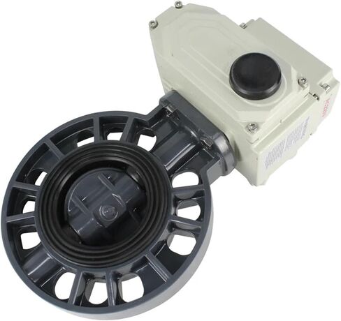 DN50 2INCH DN65 DN80 DN100 4INCH UPVC PVC الفراشة الكهربائية صمام الكيميائي من النوع الكيميائي وصمام الفراشة المقاوم القلوي (DN150 ، صمام UPVC Material_DC24V) in Saudi Arabia