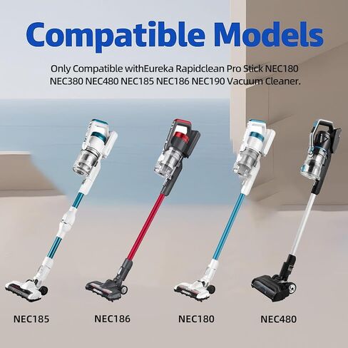8 Pack Replacement Filters Compatible with Eureka Rapidclean Pro Stick NEC180 NEC280TL NEC380 NEC480 NEC185 NEC186 NEC190 Vacuum Cleaner. in Saudi Arabia