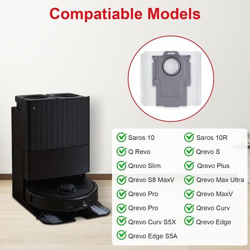 12 أكياس غبار حزمة لروبوروك ، Q Revo ، QREVO S ، QREVO PLUS ، QREVO MASTER ، S8 MAXV/MAXV ULTRA ، SAROS 10/10R ، BESTANCE CARGE FACS لـ QREVO PRO ، QREVO MAXV/PRO/CURV ، 3.0L CARME CATERS in Kuwait