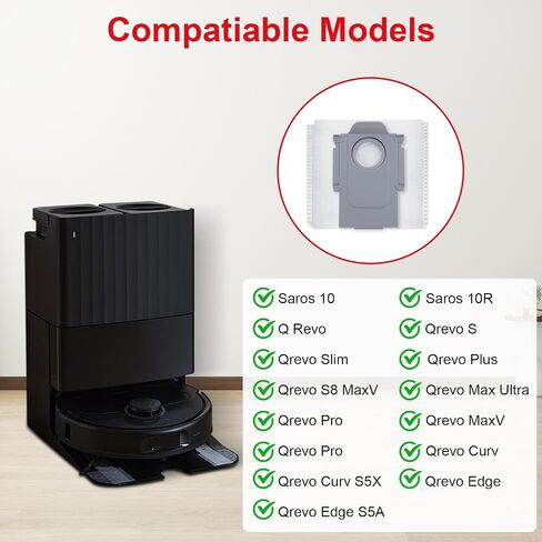 12 أكياس غبار حزمة لروبوروك ، Q Revo ، QREVO S ، QREVO PLUS ، QREVO MASTER ، S8 MAXV/MAXV ULTRA ، SAROS 10/10R ، BESTANCE CARGE FACS لـ QREVO PRO ، QREVO MAXV/PRO/CURV ، 3.0L CARME CATERS in Kuwait