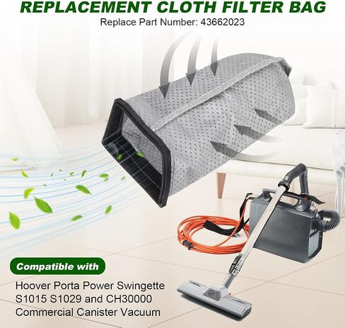 أكياس تصفية القماش PPS-006 CH3000 لـ Hoover Porta Power Swingette S1015 S1029 CH30000 CANISTER CANISTER PARTINER-PROMICY Part 43662023-6PACK in Kuwait