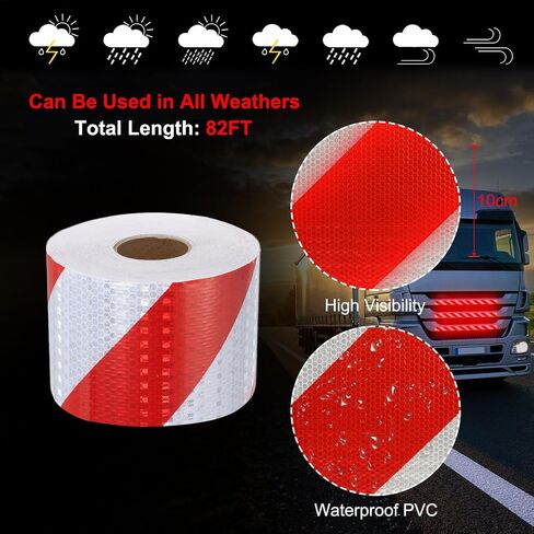 MECCANIXITY Reflective Tape, 3 Inch x 82 ft Warning Safety Sticker Night Reflectors Self-Adhesive Trailer Reflector Twill Tape for Cars Trucks Trailer, Blue White in Saudi Arabia
