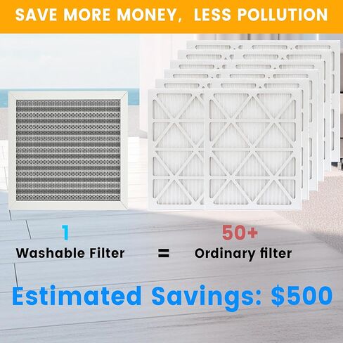 20x20x1 HVAC Furnace Air Filter ، يستمر مدى الحياة ، قابلة للغسل ، آخر مرشح HVAC الذي ستشتريه على الإطلاق ، تتنفس بأمان في المنزل أو في المكتب ، Merv 8 in Kuwait