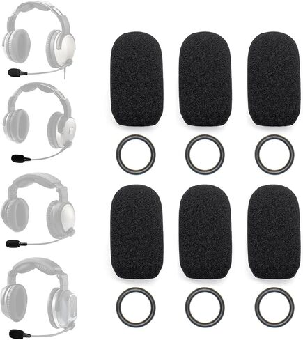 6 عبوات MIC Muff - متوافق مع سماعات الرأس Lightspeed Zulu 3 و Sierra و Tango و PFX Aviation - 6 أغطية MIC Foam + 6 O -RINGS KIT in Kuwait