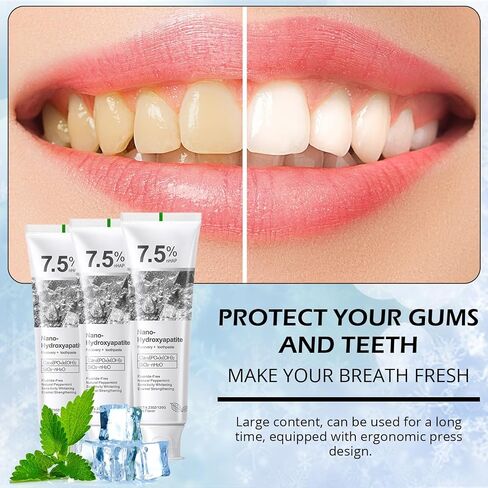Hydroxyapatite Toothpastes for Enamel Protection and Tooth Strengthening, Gentle Mint, Safe for Sensitive Teeth, Daily Oral Care for Fresh Breath & Oral Health (2) in Saudi Arabia