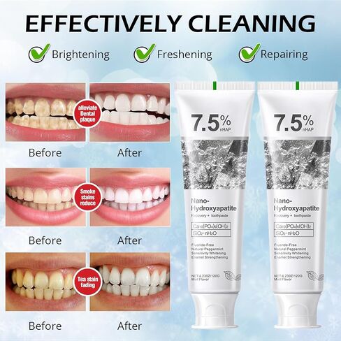 Hydroxyapatite Toothpastes for Enamel Protection and Tooth Strengthening, Gentle Mint, Safe for Sensitive Teeth, Daily Oral Care for Fresh Breath & Oral Health (2) in Saudi Arabia