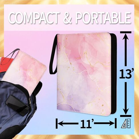 1080 Pockets Card Card Binder 9 Pocket ، Binder Card Card مع 60 صفحة قابلة للإزالة ، حامل ألبوم دفتر بطاقة Zipper [Protection] [Pleasant Touch Surface] in Kuwait