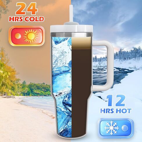 40 oz Stainless Steel Water Bottle Holder with Strap - Vacuum Insulated, Leak-Proof Tumbler with Lid Straw & Handle - Dishwasher Safe, Portable Water Bottle Bag with Carrying Case (Cream) in Saudi Arabia