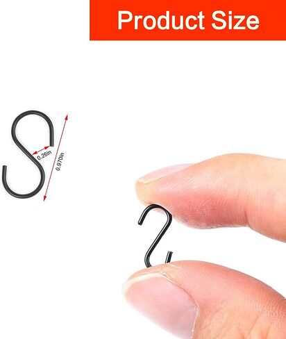 50pcs 1 Inch Black Iron Mini S Hooks Multipurpose Hangers for Jewelry Kitchenware and Plants in Kuwait