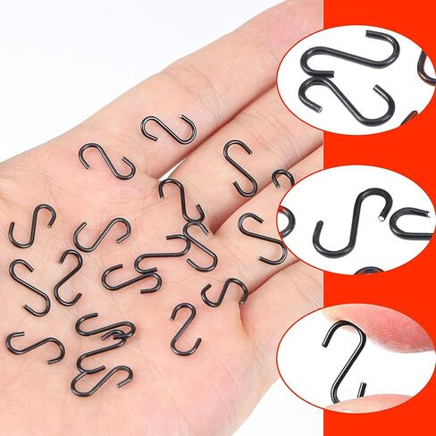 50pcs 1 Inch Black Iron Mini S Hooks Multipurpose Hangers for Jewelry Kitchenware and Plants in Kuwait