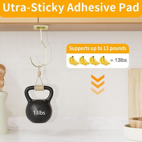 2Pcs Banana Hanger Magnetic Folding for Easy Storage,Banana Hook Under Cabinet Easy to Clean,Metal Banana Holder Two Fixed Methods Convenient and Durable (Gold) in Kuwait
