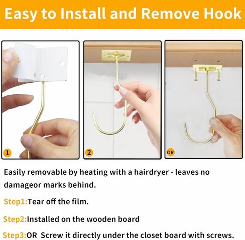 2Pcs Banana Hanger Magnetic Folding for Easy Storage,Banana Hook Under Cabinet Easy to Clean,Metal Banana Holder Two Fixed Methods Convenient and Durable (Gold) in Kuwait
