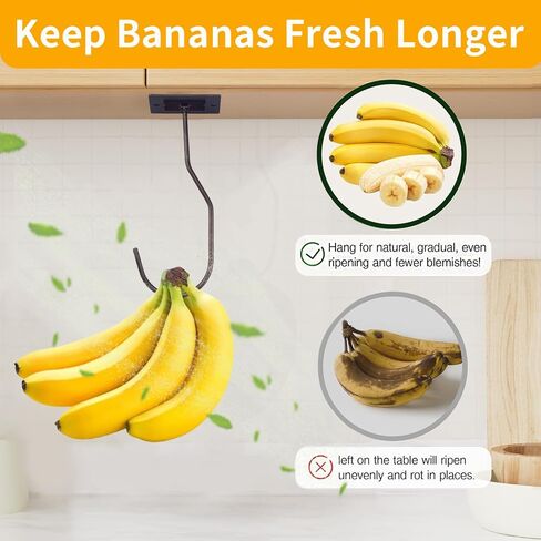 2Pcs Banana Hanger Magnetic Folding for Easy Storage,Banana Hook Under Cabinet Easy to Clean,Metal Banana Holder Two Fixed Methods Convenient and Durable (Gold) in Kuwait