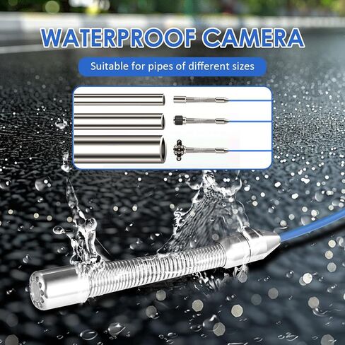 Sewer Camera With 512Hz Sonde Selfs-Leveling,IP68 Waterproof Pipe Inspection Camera With 9in AHDS Recorder,Endoscope With Meter Counter 12pcs LED Lights For Plumbing 164ft/50m(16 GB S,D Card Included) in Saudi Arabia