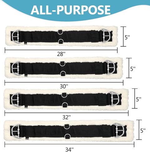 Esmorah Western Girths for Horses, Padded with Fleece, Breathable Back Cinch for Western Saddle with Stainless Steel Buckles, Anti-Slip Nylon Webbing Pony Horse Girth Choice in Kuwait