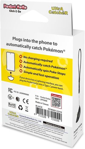 Pocket GoGo - Ultimate Auto-Catcher | Black/Red | USB-C Plug-and-Play, No Charging, Catches Pocket Monster & Spins Stops (Black) in Saudi Arabia