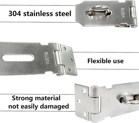 2PCS 3 Inch Silver Door Hasp Padlock Latch, Stainless Steel Padlock Clasp, Security Clasp Hasp Lock Latch in Saudi Arabia