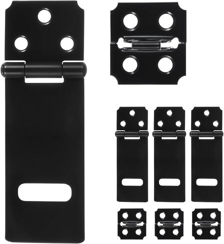 4 Pack Stainless Steel Gate Hasp Latch,Padlock Latch Lock, Black Hasp Lock Latches with Locks Latches Hardware Door Padlock with Screws Door Locks for Bedroom Shed Cabinet Window Garden Yard Pet Cage in Saudi Arabia