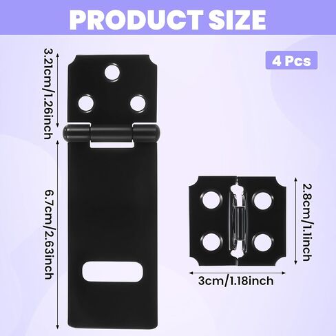 4 Pack Stainless Steel Gate Hasp Latch,Padlock Latch Lock, Black Hasp Lock Latches with Locks Latches Hardware Door Padlock with Screws Door Locks for Bedroom Shed Cabinet Window Garden Yard Pet Cage in Saudi Arabia
