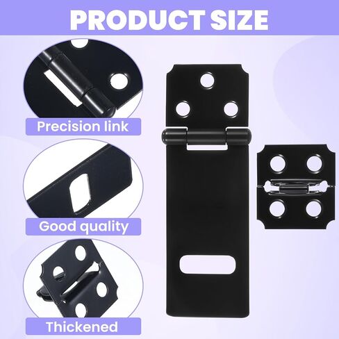 4 Pack Stainless Steel Gate Hasp Latch,Padlock Latch Lock, Black Hasp Lock Latches with Locks Latches Hardware Door Padlock with Screws Door Locks for Bedroom Shed Cabinet Window Garden Yard Pet Cage in Saudi Arabia
