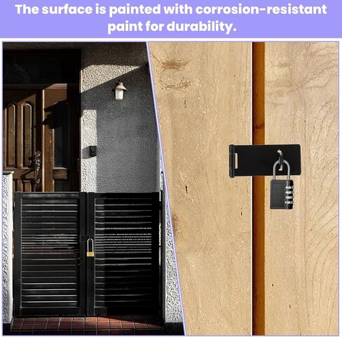 4 Pack Stainless Steel Gate Hasp Latch,Padlock Latch Lock, Black Hasp Lock Latches with Locks Latches Hardware Door Padlock with Screws Door Locks for Bedroom Shed Cabinet Window Garden Yard Pet Cage in Saudi Arabia