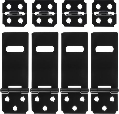4 Pack Stainless Steel Gate Hasp Latch,Padlock Latch Lock, Black Hasp Lock Latches with Locks Latches Hardware Door Padlock with Screws Door Locks for Bedroom Shed Cabinet Window Garden Yard Pet Cage in Saudi Arabia