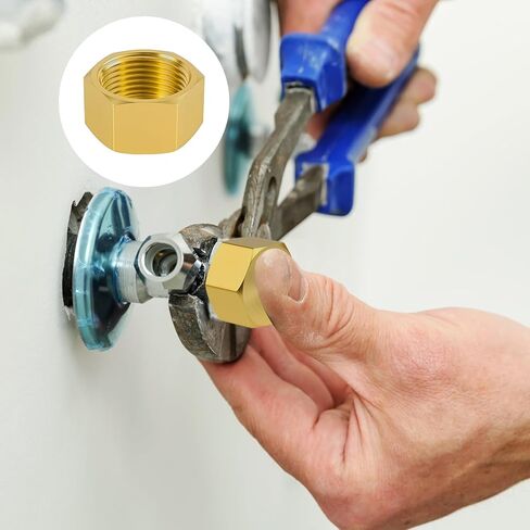 6 PCS Brass Pipe Caps with Rubber Gaskets - Hex Compression End Caps for Gas & Water Lines, Brass Nut Gas line Water line Stop Valve Cap Pipes Plug Plumbing Fit for 1/4 3/4 3/8 Inch Pipe Connection in Kuwait