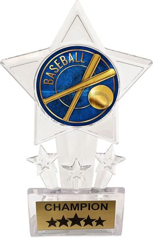 Express Medals 6.5 Inch Clear Acrylic Star Baseball Champion Trophy Award First Trophies Awards Prize Winner Gift Competition (Pack of 1) in Saudi Arabia