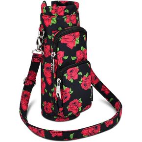 Betsey Johnson معزول الزجاجة الزجاجة الحامل حامل الناقل مع حزام الكتف قابل للتعديل - إكسسوارات بوليستر خفيفة الوزن مع جيوب جيدة لمريستات رياضة المشي لمسافات طويلة in Saudi Arabia