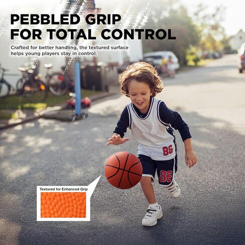 LifeWorks Rubber Basketball - Size Size Seize ، بحجم 29.5 ، مصنوع لألعاب كرة السلة الداخلية والخارجية - تم بيعها (مضخة غير متضمنة) ، برتقالية ، حجم 7 in Kuwait