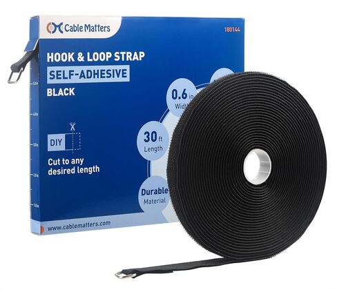 Cable Matters Hook and Loop Straps with Buckle, 30ft Roll with 45 Metal Buckles, 0.6 Inch Wide Adjustable Cable Straps, Black in Saudi Arabia