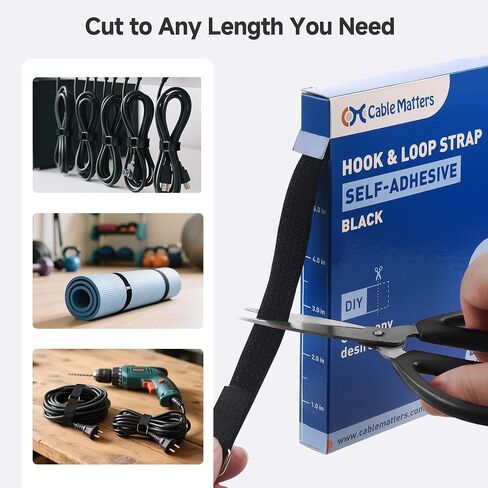 Cable Matters Hook and Loop Straps with Buckle, 30ft Roll with 45 Metal Buckles, 0.6 Inch Wide Adjustable Cable Straps, Black in Saudi Arabia