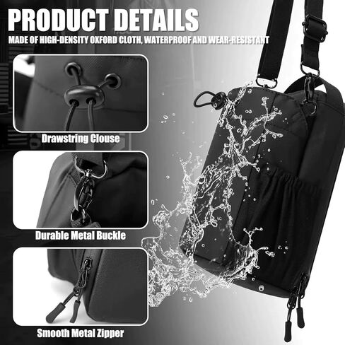 Magnetic Gym Bag with Water Bottle Holder With Strap, Crossbody Sling for Men & Women, Lockable Zippers, Quick-Access Phone Pocket for Work, Sport, Travel in Saudi Arabia