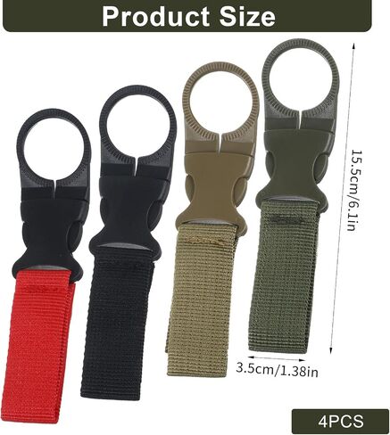 4Pcs Portable Water Bottle Clip, Hanging Bottle Buckle Clip for Outdoor Camping Hiking Traveling Backpack Belt Nylon Webbing Strap Tools in Saudi Arabia