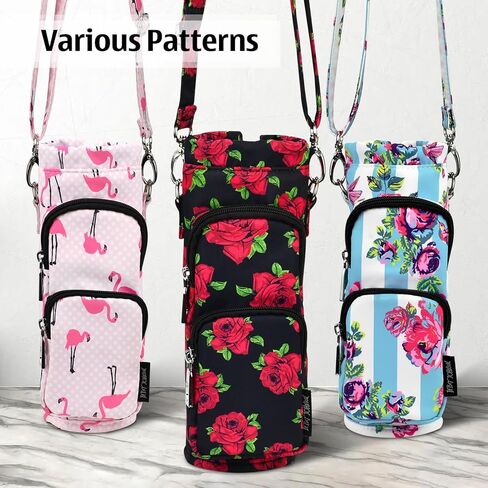 Betsey Johnson معزول الزجاجة الزجاجة الحامل حامل الناقل مع حزام الكتف قابل للتعديل - إكسسوارات بوليستر خفيفة الوزن مع جيوب جيدة لمريستات رياضة المشي لمسافات طويلة in Saudi Arabia
