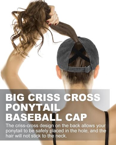 zylioo xxl قبعة ذيل حصان كبير الحجم ، وليمة كبيرة من Criss Cross Cross Crown ، وغطاء مهر مغسول منخفضة للرؤوس الكبيرة in Saudi Arabia