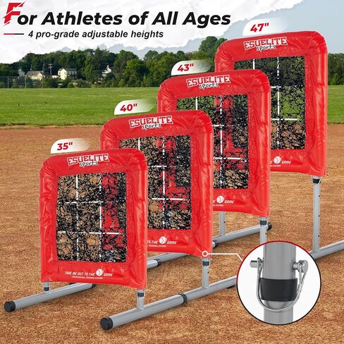 Heavy-Duty 9 Hole Pro Style Baseball & Softball Pitching Net with Strike Zone Target - Adjustable Portable Design for Training, Includes 4 Stakes & 2 Sandbags in Saudi Arabia