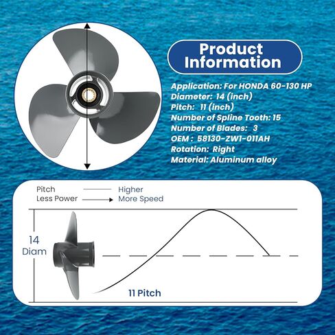 ترقية OEM Marine Marine Propeller for Honda Outboard Motors Fit 60-130HP محركات ، 15 Spline ، RH ، 14x11 ، 13 1/2x15 ، 13 3/4x15 ، 13 1/4x17 ، 13x19 ، 13x21 in Kuwait