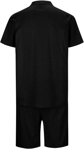 Mens Track Suits 2 Piece Set Shorts Zipper Short Sleeve Tops and Drawstring Shorts with Pockets Casual Shorts Set in Kuwait