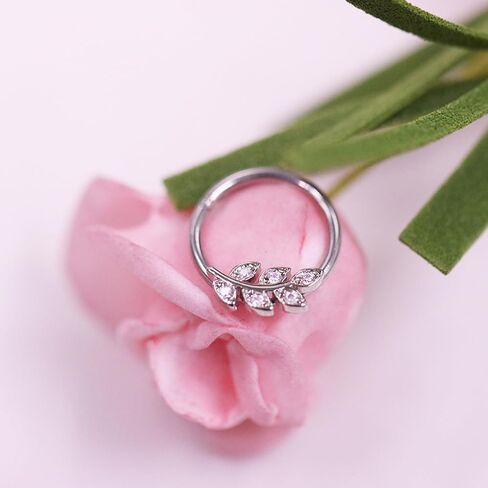 CHARMONLINE 16G 316L Stainless Steel Earring Hoop Cluster CZ Hinged Segment Clicker Daith 8/10mm Inside Diameter Clicker Helix Ear Piercings for Women Men in Kuwait