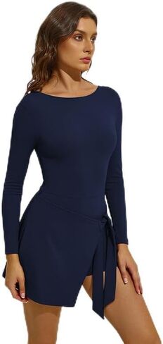 Women's Tennis Dress with Sleeveless Wrap Skirt Built in Shorts Golf Athletic Dress Workout Rompers in Saudi Arabia