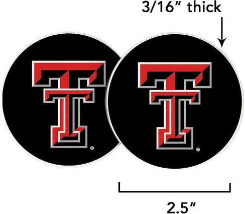 Desert Cactus Texas Tech University Car Accessories TTU Red Raiders Absorbent Sandstone Cup Coasters Licensed Product Set of 2 (Design A) in Saudi Arabia