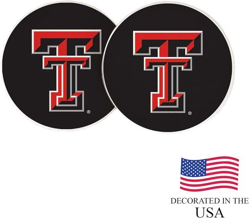 Desert Cactus Texas Tech University Car Accessories TTU Red Raiders Absorbent Sandstone Cup Coasters Licensed Product Set of 2 (Design A) in Saudi Arabia