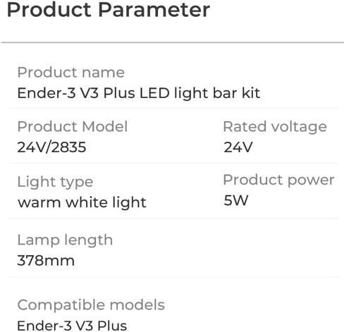 Creality Ender 3 V3 Plus LED Light Bar Kit, 3D Printer LED Light Bar Kit Bright Light Energy Efficient 24V 5W Easy Installation Long Service Life Soft Light No Strobe for Ender 3 V3 Plus in Saudi Arabia